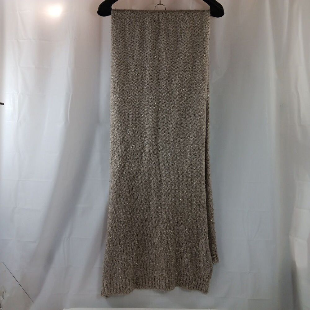 Unbranded Scarf Women's 85 X 22 Inches Tan Gold Metallic Thread Throughout
